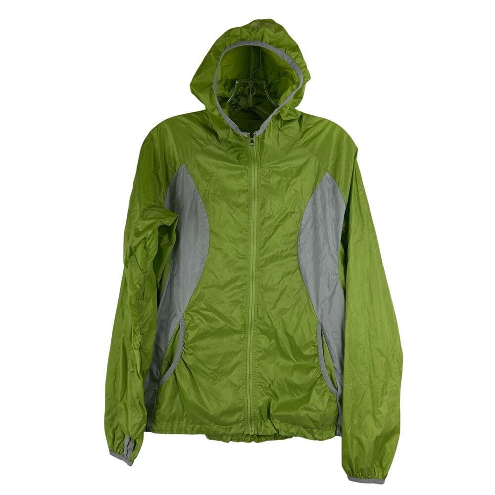 Eddie Bauer Womens Lightweight Jacket Size Small Green Nylon Hood Packable